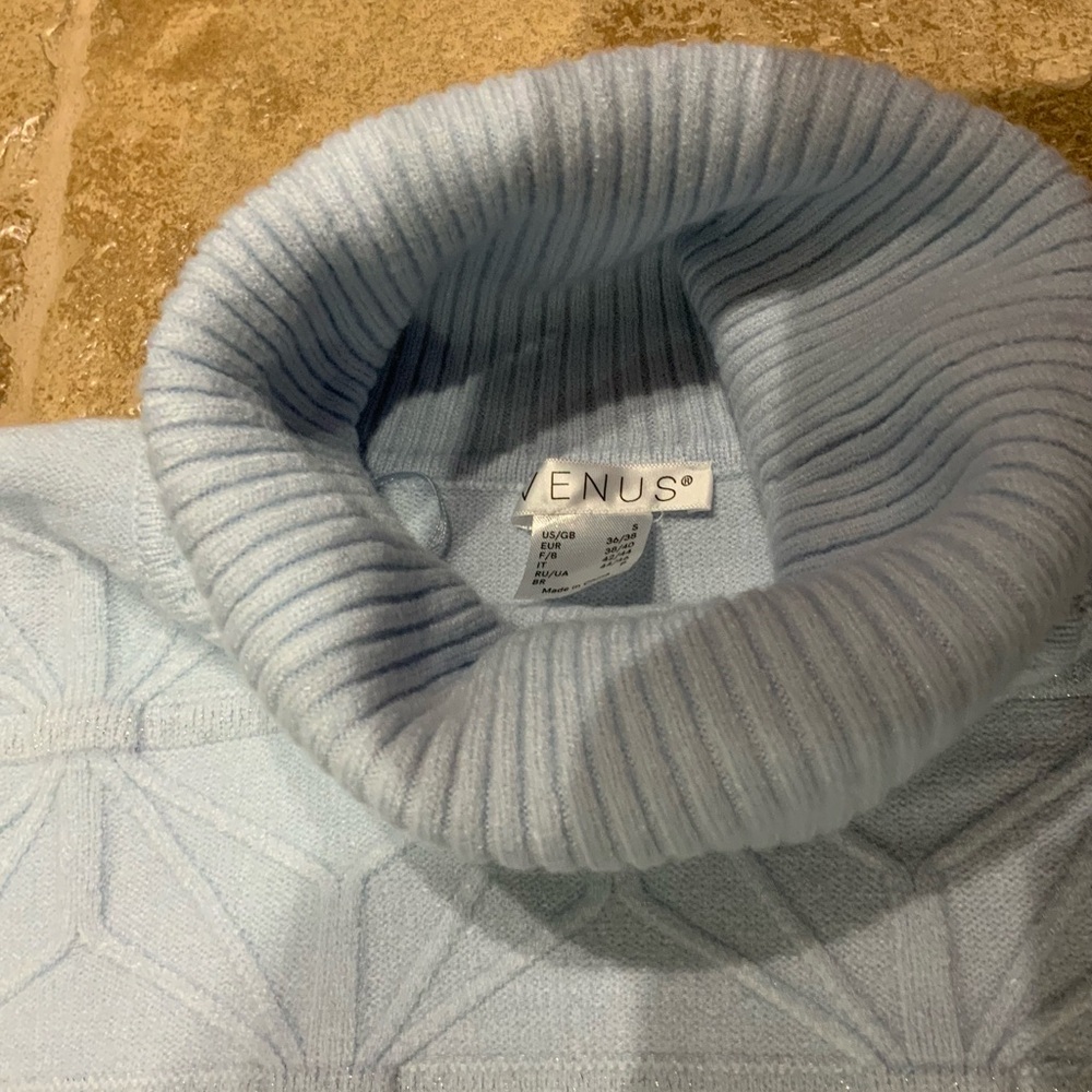 Women's Light Blue Turtleneck Sweater - Picture 5 of 5